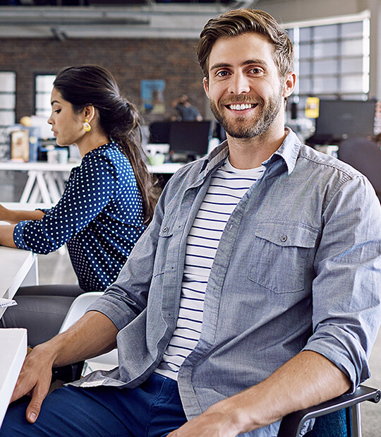 Digital agency team collaborating in an office